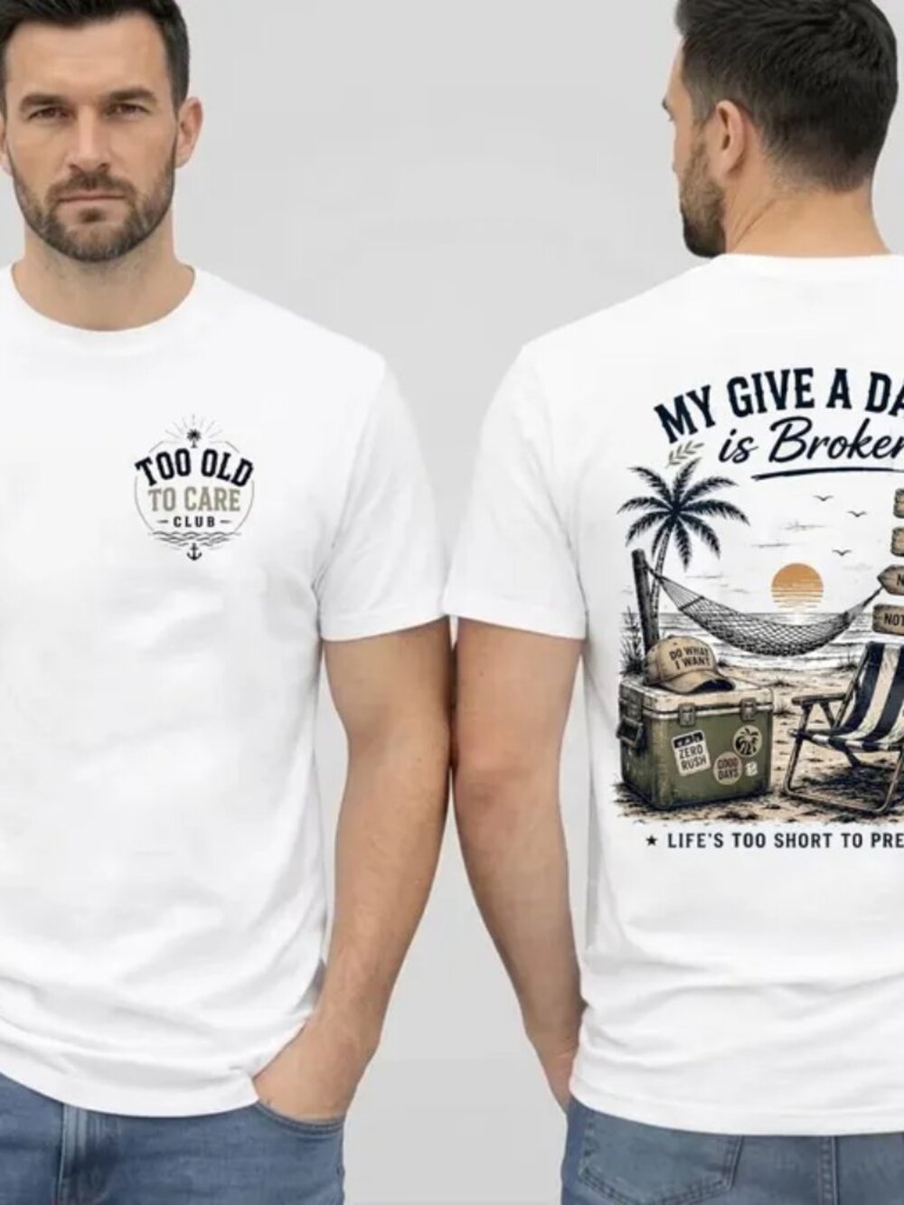 My Give A Damn is Broken Beach Retro Too Old to Care Club T-Shirt